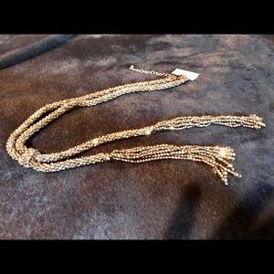 Silver tone and dark silver/gray beaded necklace